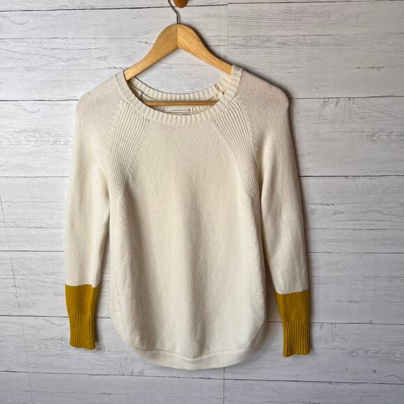 Anthropologie Sweater Womens Size XS Ivory & Mustard Cuffs Rebekah Tunic - Picture 4 of 16